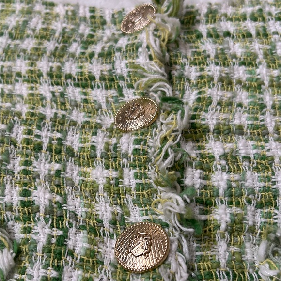Zara White and Green Tweed Vest with Gold Accents - Picture 3 of 7